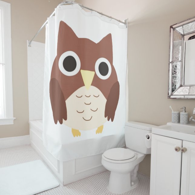 Rideaux De Douche peinture de hibou (En situation)