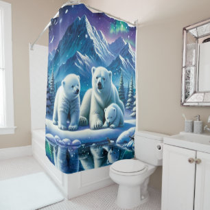 Rideaux De Douche Peinture de la scène neigeuse de la famille des ou