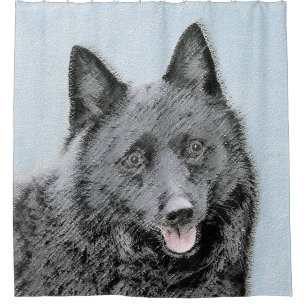 Rideaux De Douche Peinture de Schipperke - Cute Original Dog Art