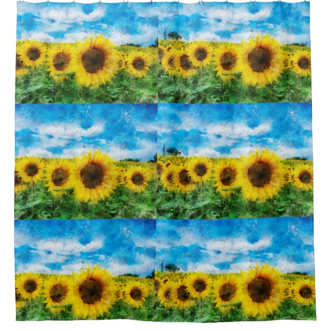 Rideaux De Douche Peinture de tournesols (Devant)
