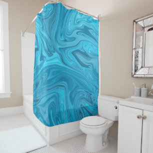 Rideaux De Douche Peinture des vagues bleues   Meilleure peinture ab