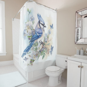 Rideaux De Douche Peinture élégante de papillons Geai Bleu