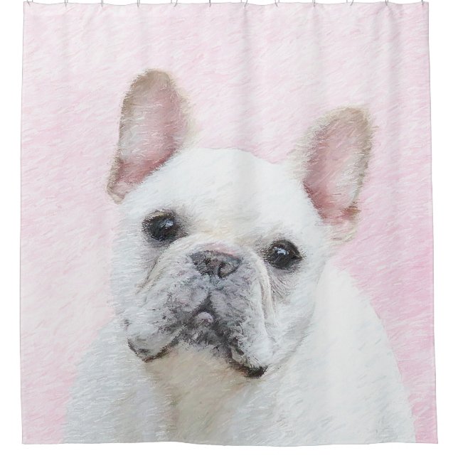 Rideaux De Douche Peinture française de Bulldog (Crème/Blanc) (Devant)