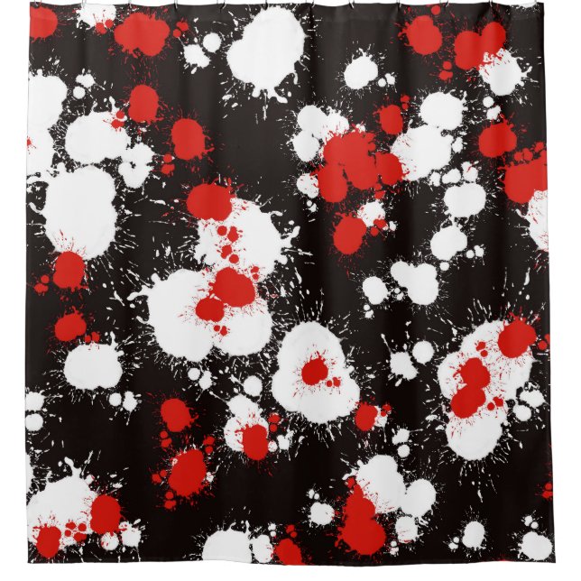 Rideaux De Douche Peinture noire, blanche et rouge (Devant)
