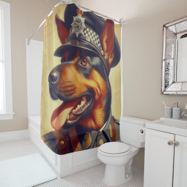 Rideaux De Douche Peinture par Rottweiler rétro (En situation)