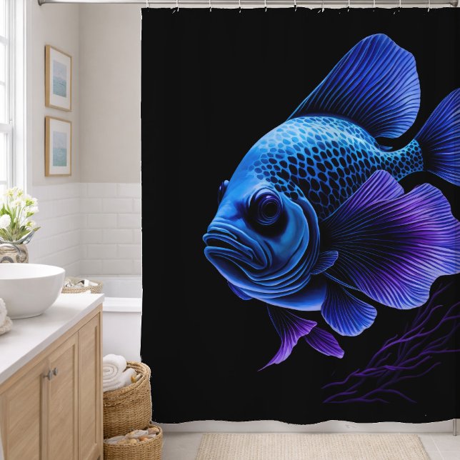 Rideaux De Douche Peinture Poisson pourpre et bleu (Créateur téléchargé)