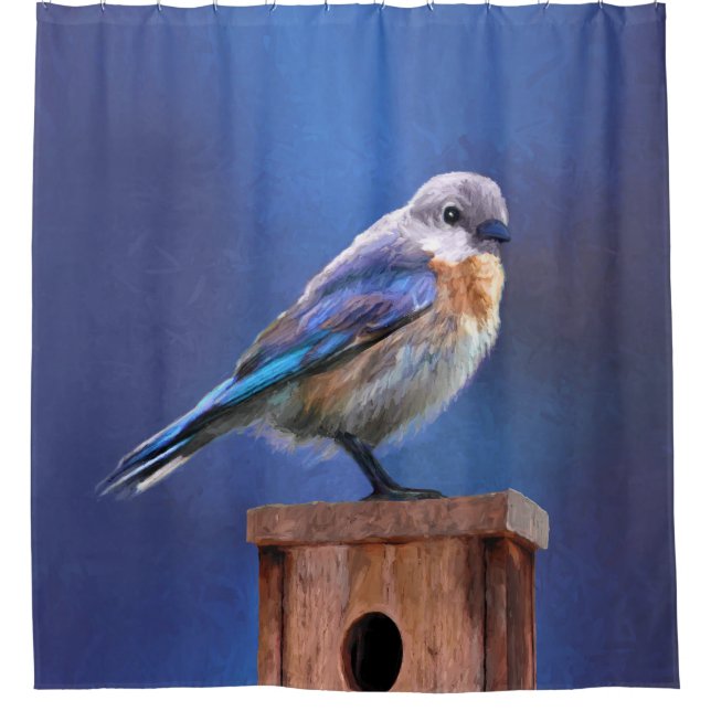Rideaux De Douche Peinture pour oiseaux bleus (femelle) - Art origin (Devant)