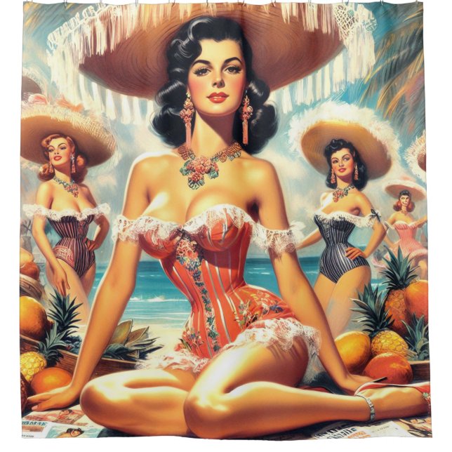 Rideaux De Douche Peinture vintage (Devant)