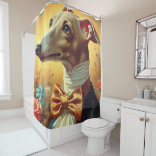Rideaux De Douche Peinture vintage italienne Greyhound Dog