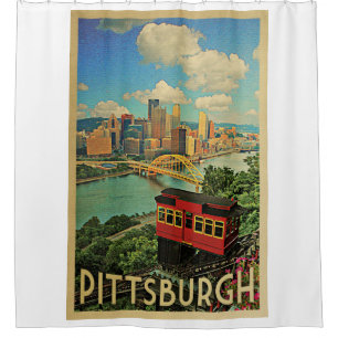 Rideaux De Douche Pente de Duquesne de Vintage voyage de Pittsburgh