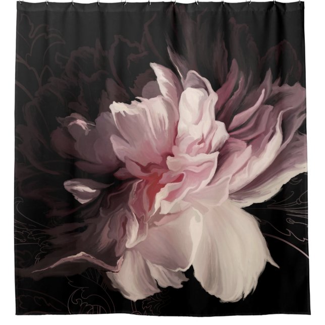 Rideaux De Douche Peony Dark Wall : Peony Flower Design (Devant)