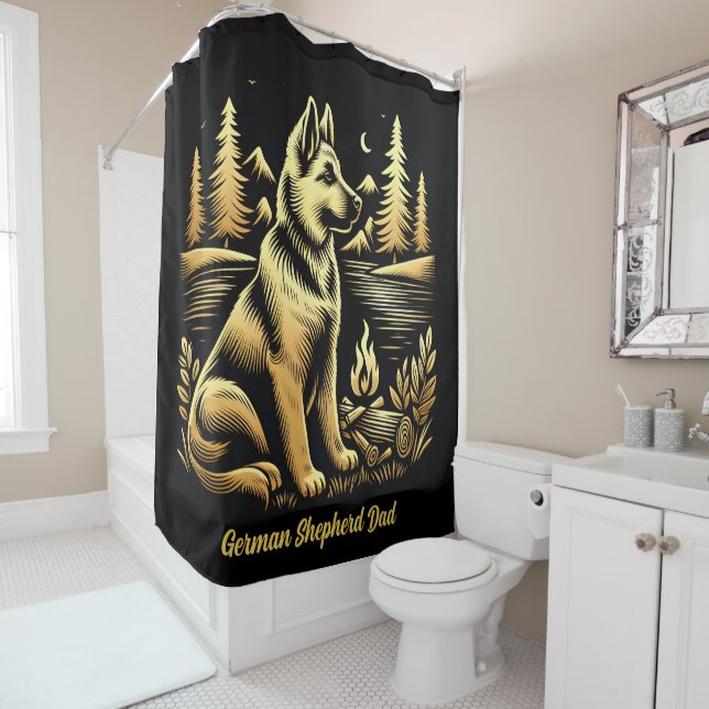 Rideaux De Douche père berger allemand (En situation)