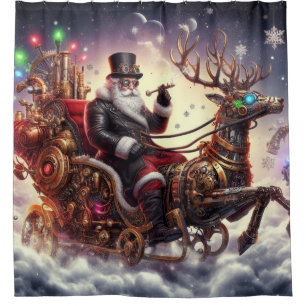 Rideaux De Douche Père Noël/Reindeer steampunk Noël/hiver