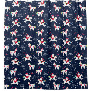 Rideaux De Douche Père Noël sur une licorne