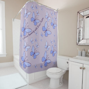 Rideaux De Douche Périwinkle Bleu Papillon Fbattage Lavender Gris