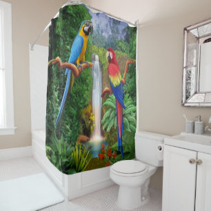 Rideaux De Douche Perroquets Tropicaux Ara