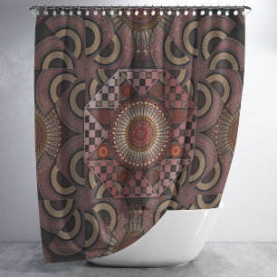 Rideaux De Douche Perse sunniest encadré demi-cercle ethnique mandal