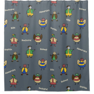 Rideaux De Douche Personnages de dessin animé colorés de famille