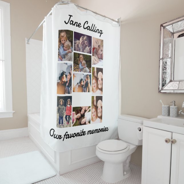 Rideaux De Douche Personnalisé Amis Moderne 10 Photo Collage (En situation)