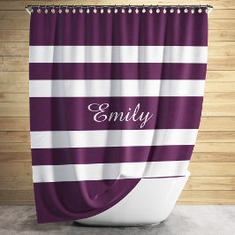 Rideaux De Douche Personnalisé Élégant Rayé Violet Blanc