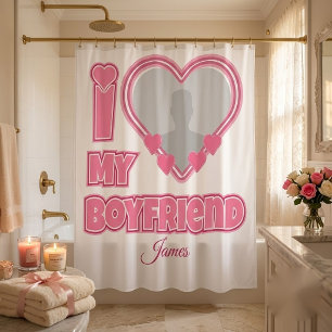 Rideaux De Douche Personnalisé J'aime mon petit ami – Ajouter une ph