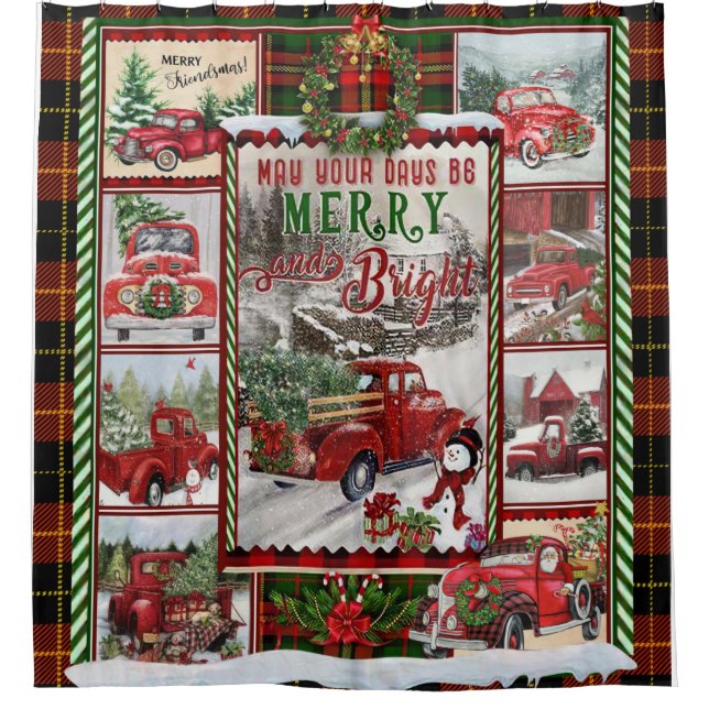Rideaux De Douche Personnalisé Votre Joyeux Joyeux Et Lumineux, Noël (Devant)