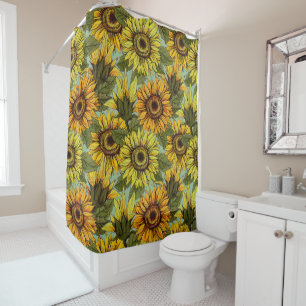 Rideaux De Douche Personnaliser le tournesol avec Arrière - plan de