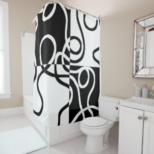 Rideaux De Douche Persuasion linéaire II : noir et blanc Abstrait