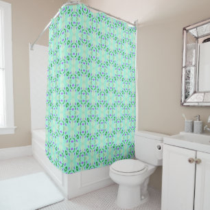 Rideaux De Douche Pétales de fleurs géométriques vertes et violettes