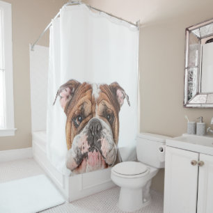 Rideaux De Douche Petit Tête Bulldog Anglais Bulldog Lover Cadeau