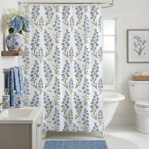 Rideaux De Douche Petite Fleur Sauvage Florale Bleu Clair