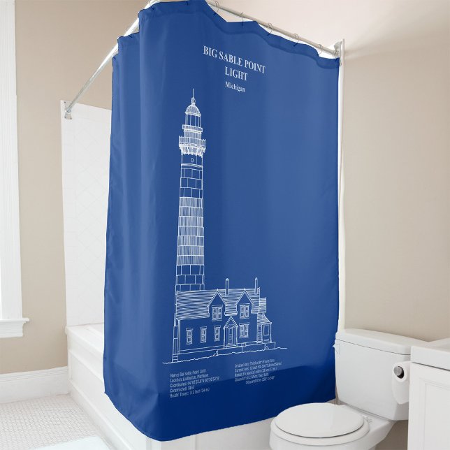 Rideaux De Douche Phare de Big Sable Point - Michigan – ap. J.-C. (Big Sable Point Lighthouse - Michigan – AD. Shower Curtain)