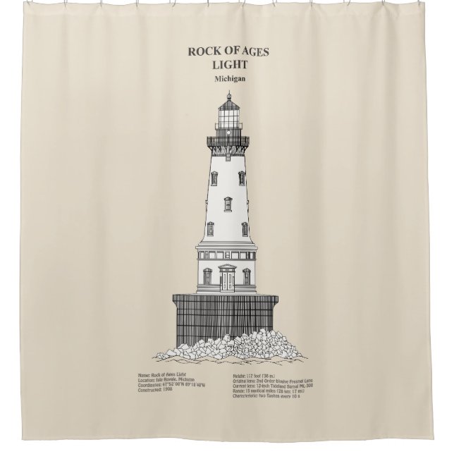 Rideaux De Douche Phare de Rock of Ages - Michigan - SBD (Devant)