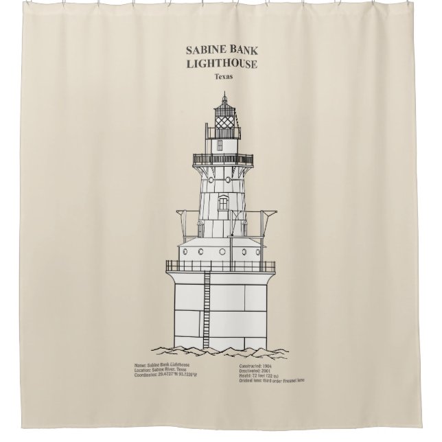 Rideaux De Douche Phare de Sabine Bank - Texas - SBD (Devant)