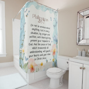 Rideaux De Douche Philippiens 4:6-7 Verset de la Bible chrétienne Aq