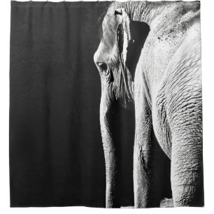 RIDEAUX DE DOUCHE PHOTO À ÉCHELLE GRIS DE L'ÉLÉPHANT