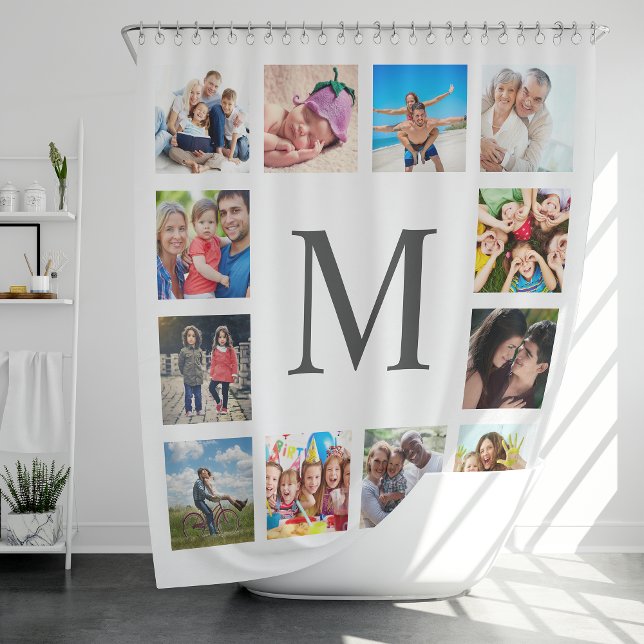 Rideaux De Douche Photo Custom Family Collage Personnalité de White (Créateur téléchargé)