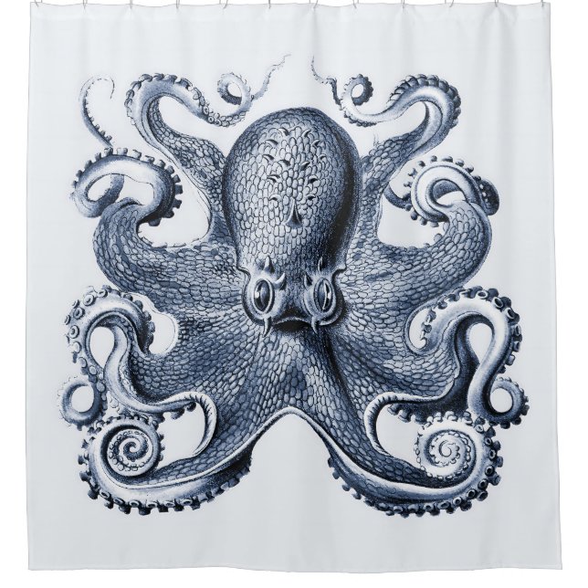Rideaux De Douche Photo de la marine Blue Octopus par Ernst Haeckel (Devant)