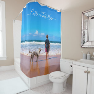 Rideaux De Douche Photo et texte personnalisés - Votre propre desig