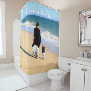 Rideaux De Douche Photo et texte personnalisés - Votre propre desig