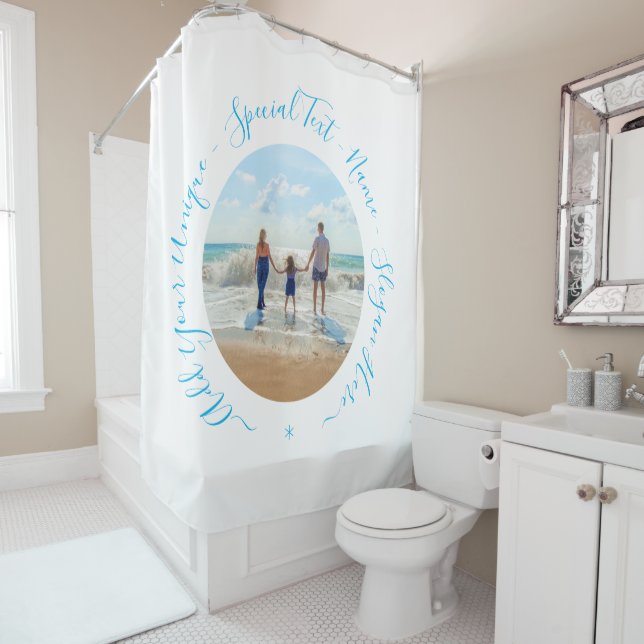 Rideaux De Douche Photo et texte personnalisés - Votre propre design (En situation)