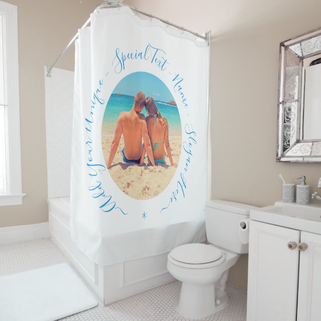 Rideaux De Douche Photo et texte personnalisés - Votre propre design (En situation)