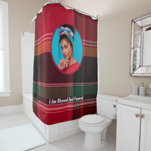 Rideaux De Douche Photo moderne élégante Madras Plaid Personnaliser