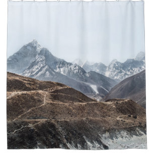 RIDEAUX DE DOUCHE PHOTO PAYSAGE DES MONTAGNES SOUS NUAGES BLANCS
