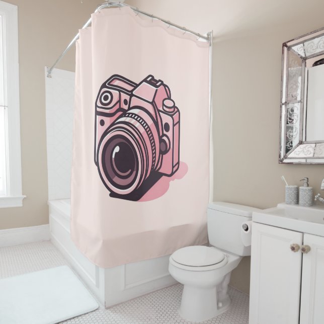 Rideaux De Douche Photo reflex rose tendance Personnalisée (En situation)