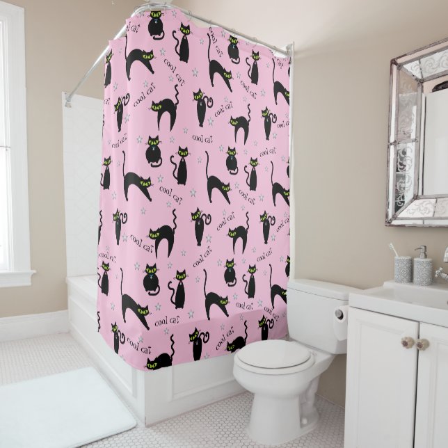 Rideaux De Douche Phrase personnalisée pour les chats noirs mods (En situation)