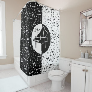 Rideaux De Douche Piano noir et blanc