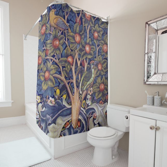 Rideaux De Douche Pic de bois, William Morris (En situation)