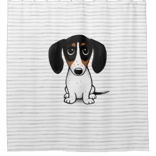 Rideaux De Douche Piebald Dachshund Cute Cartoon Puppy Doigt