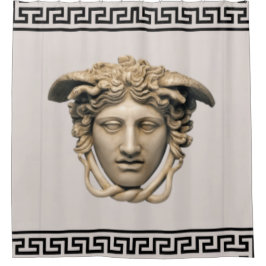 Rideaux De Douche Pierre Beige Medusa Concepteur de clé grecque
